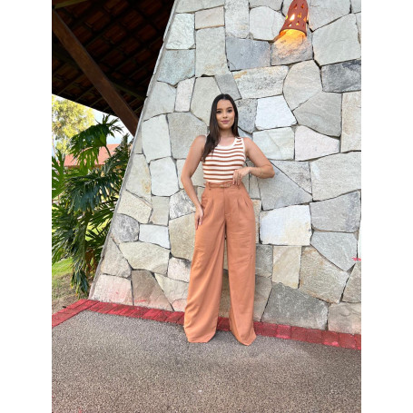 Calça Pantalona  Linho - TAM P