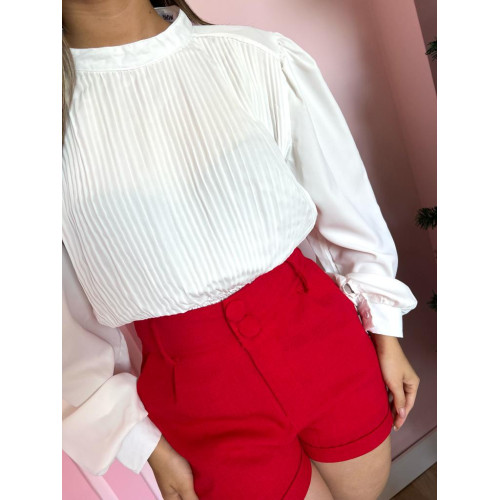 Cropped Branco Plissado