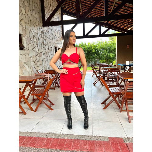 Conjunto Vermelho Strass